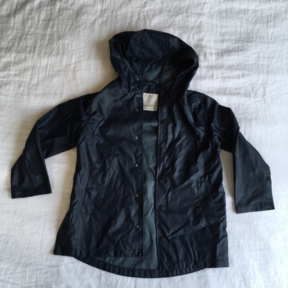 Zara Boys 7T Navy Hooded Rain Jacket